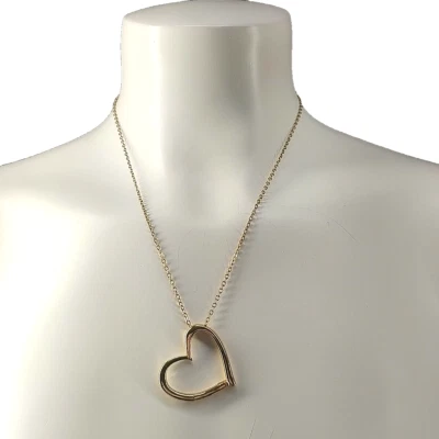 Colar pingente feminino coração aberto folheado a bronze banhado a ouro 19,5-21,5" - Imagem 1 de 4