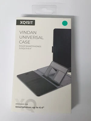 XQISIT Vindan Premium Universal Wallet Case Cover Smartphone Up To 6.4” Black - Image 1 of 3