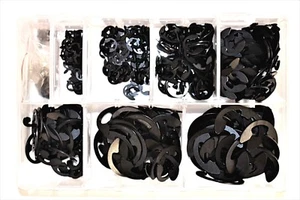 Assorted Box of QTY 600 E - Clips Black Coated 1.6mm - 22.2mm New AT16 - Picture 1 of 1