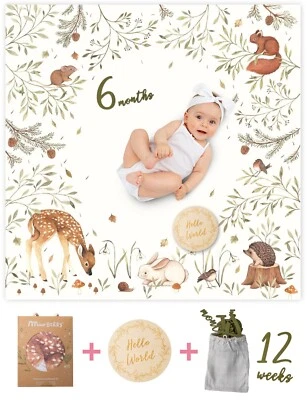 Manta Orgánica Mensual Hito Para Bebé Recién Nacido - Género Neural, Foto Prop Foto 1 de 4