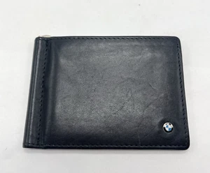 Cartera plegable de cuero negra BMW con clip con bisagras centrales con logotipo - Imagen 1 de 6