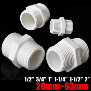 PVC Nipple Bsp Male Threaded Pressure Fittings Pipe Fitting Id 20mm~63mm White - Picture 1 of 18