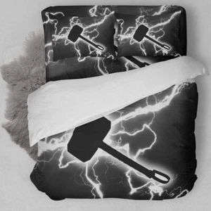 3D Duvet Cover Thor Logo Bedding Set Set SINGLE DOUBLE KING SIZE PILLOWCASE - Picture 1 of 19