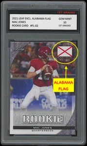 MAC JONES 2021 LEAF ALABAMA BANDERA 1ER GRADO 10 TARJETA DE NOVATO NUEVOS PATRIOTAS DE INGLANDIA - Imagen 1 de 1
