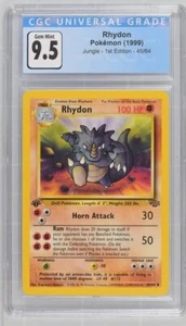 CGC 9.5 GEM MINT 10 Rhydon 1st Edition Jungle 45/64 Pokemon 1999 Non-Holo - Picture 1 of 2