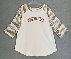NWT Virginia Tech Hokies Camo T-Shirt Top Womens 3X White 3/4 Sleeve MSRP $35 - Picture 1 of 9
