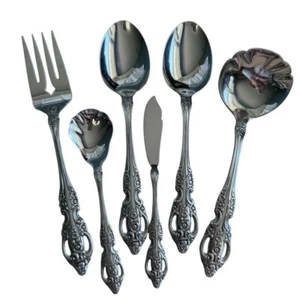 6 Pc Serving Set SSS Oneida Pembrooke Renoir Stainless Flatware Vintage - Picture 1 of 10