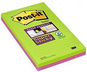 3m Large Post it Super Sticky Lined Notes 127 mm x 203 mm Ultra Pack of 4 - Picture 1 of 1