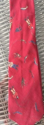 Corbata roja de pesca con mosca para hombre Tango de Max Raab 100 % algodón excelente Foto 1 de 4