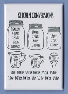 KITCHEN CONVERSION CHART *2X3 FRIDGE MAGNET* HELPFUL COOKING MEASUREMENTS ASSIST - Picture 1 of 2