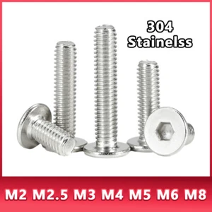 Stainless Flat Countersunk Inner Hexagon Socket Head Screws M2 M2.5 M3 M4 M5~M8 - Picture 1 of 9