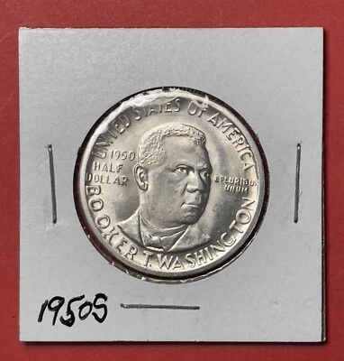 1950 S Booker T Washington BTW Silver Commemorative Half Dollar, Gem Unc. - Image 1 of 2