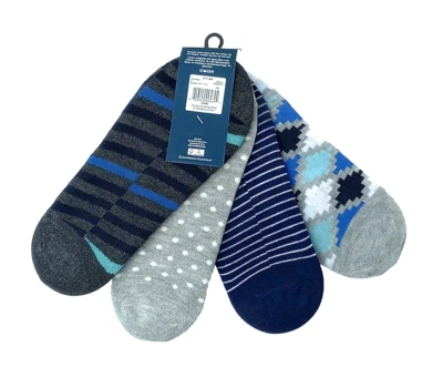 Calcetines Corte Bajo No Show 4 Pares Zapatos Talla 6-12 Hombres Nuevo Paquete de 4 George Gris Azul @ Foto 1 de 4