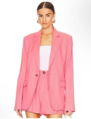 A.L.C. 'Donovan' Linen-Blend Blazer Jacket, Dark Grapefruit - Size 6 - Image 1 of 4