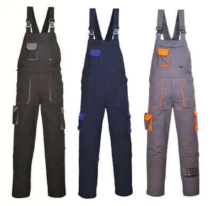 Portwest Texo Contrast Overall Coverall Bib and Brace Work Dungarees Safety Pant - Picture 1 of 17