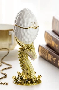 Keren Kopal Egg with Dragon Trinket box Decorated with Austrian Crystals - Imagen 1 de 24
