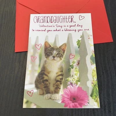 Feliz Día de San Valentín Nieta Bendición 5”x7” Sello Tarjeta de Felicitación Foto 1 de 4