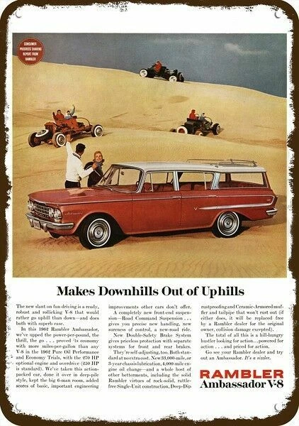 1962 RAMBLER AMBASSADOR CAR Vintage Look DECORATIVE METAL SIGN - SAND DUNE BUGGY - Изображение 1 из 1