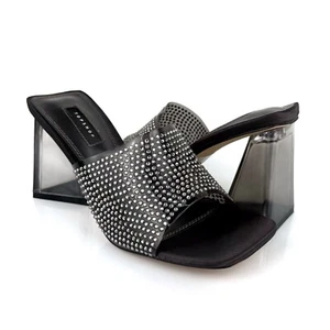 Sandalias de mula Topshop para mujer de tacón de bloque real con estrás negras talla 7 - Imagen 1 de 9