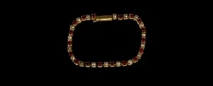 Vintage Strass Tennis Armband klar und Granat Neu ohne Etikett Old Stock Nachlass  - Bild 1 von 8