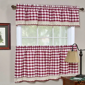 Buffalo Check Gingham Custom Window Curtain Treatments - Assorted Colors & Sizes - Picture 1 of 68