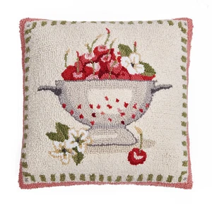 Peking Handicraft - Sweet Cherry w/Flowers 16" Pillow - 30SN366C16SQ - Picture 1 of 3