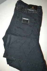 Philipp Plein Men's Skinny Moto Style Biker Black Denim Jeans Sz 38x31 - Picture 1 of 11