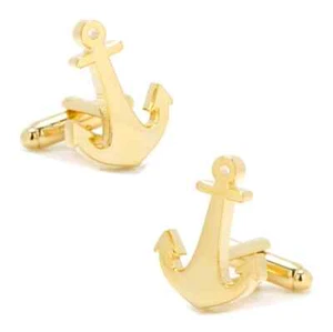Gold Plated Anchor Cufflinks - Picture 1 of 4