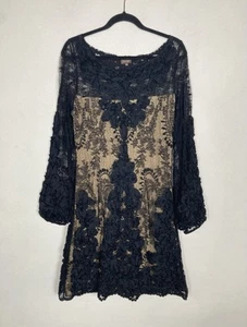 Phase Eight Women’s Black Lace Tapework Fit & Flare Bell Sleeved Dress UK 16 - Picture 1 of 9