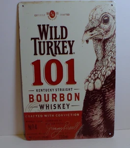 Wild Turkey 101 Bourbon Whiskey Tin Sign 12x8 Bar Pub Wall Decor Man Cave - Picture 1 of 4