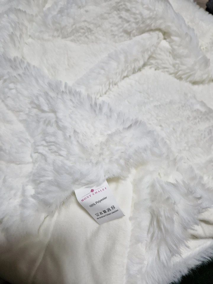 QVC MONT CHALET flauschiges Plaid Fellimi Mikrofaser Flausch ca. 150x200cm weiß. - Bild 1 von 4