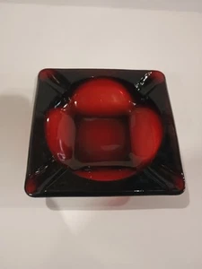 Anchor Hocking Ruby Red Square Ashtray 6"x6" VTG Cigar Cigarette - Picture 1 of 4