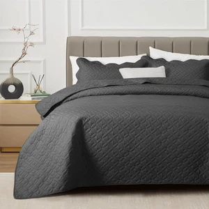 Quilted Bedspread Embossed Pillow Shams 3 Piece Soft Bedding Throw Queen King - Picture 1 of 73