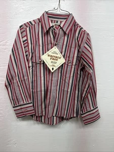 New Kids ELY Classic Red Stripe Long Sleeve Pearl Snap Small DD-19 - Picture 1 of 12