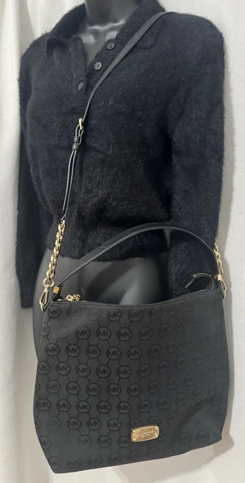 Michael Kors Designer Black Tassel Hobo Handbag Gold Hardware  2 Strap Option - Image 1 of 4