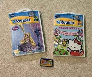 Vtech V.Reader Interactive Reading  System Lot of 3 Games Tangled Hello Kitty El - Picture 1 of 5