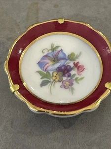 Vintage Limoges Mini Plate from France with Attached Hanger Victorian Floral 4cm - Bild 1 von 8