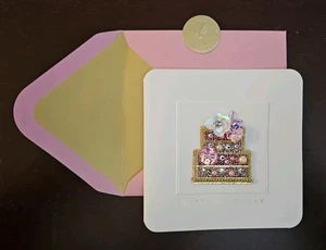 Papyrus Birthday Card With 3D Beaded Cake 🎂 - Picture 1 of 4