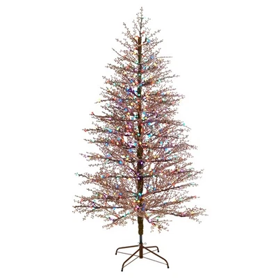 Nearly Natural 7ft. Frosted Berry Twig Artificial Christmas Tree with 450 Multic - Image 1 of 4