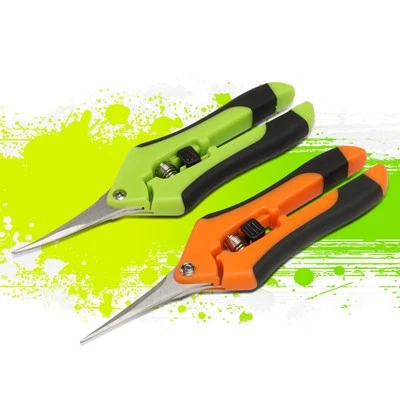 Spring Loaded Handle Stainless Steel Blade Straight Curved Micro Tip Prunin Snip - Image 1 of 4