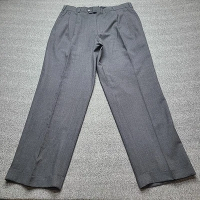 Pantalones Lands End para Hombres 36x32 Gris Vestido de Lana Ajuste Tradicional Plisado Frente Plano Foto 1 de 4