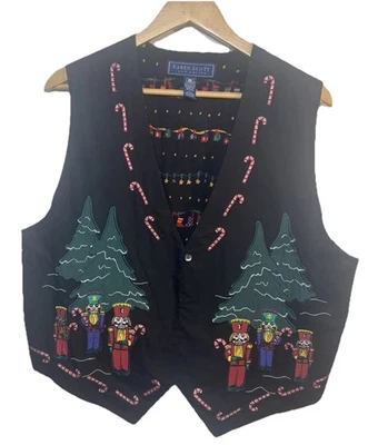VTG  Karen Scott Vest 100% Cotton Christmas Reversible Nutcrackers 90’s Grandma - Image 1 of 4