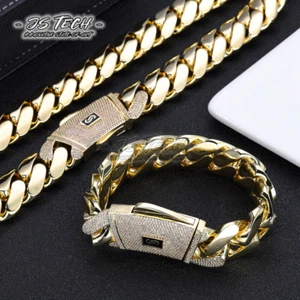 Custom Hip Hop Shiny Miami Cuban Kette Edelstahl Hochglanzpoliert Schmuck - Bild 1 von 14