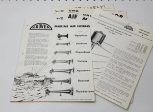 Vintage 50s Grover Marine Air Horns Other Grover Marine Accessories Brochure Lot - Picture 1 of 10