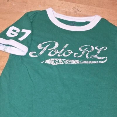 Polo Ralph Lauren短裤T恤绿色纽约4/4T — 第 1/4 张图片