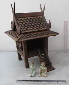 Casa spirito legno teak dorato tailandese 18"" X 12"" X 12"" FIGURE IN PORCELLANA GRATUITE - Foto 1 di 6