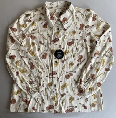JOANIE SHIRT BLOUSE SZ 12 ORCHESTRA MUSIC LONG SLEEVE WOMENS AUTUMN BRASS BAND - Image 1 of 4