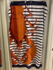 VINTAGE TOMMY HILFIGER STRANDHANDTUCH ÜBERGRÖSSE ROCK HUMMER SUNBURST ORNG/MARINEBLAU SELTEN SEHR GUTER ZUSTAND - Bild 1 von 8