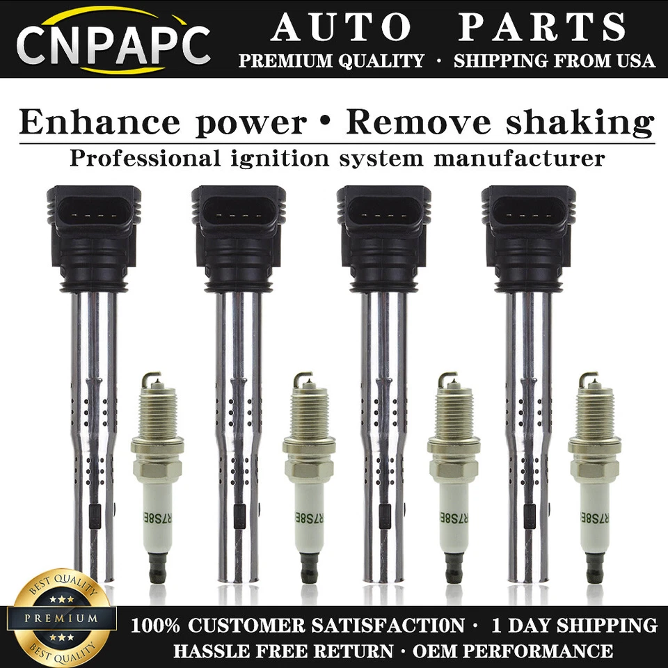 Bobina de encendido CNPAPC UF575 y bujías para Audi A3 A4 A5 TT GTI Passat 2,0 L Foto 1 de 4
