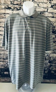 David Taylor Men’s Large Polo Shirt Short Sleeves Striped Gray Collared Silky - Picture 1 of 10
